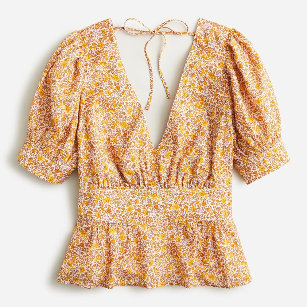 J.Crew Vneck Puff Sleeve Top